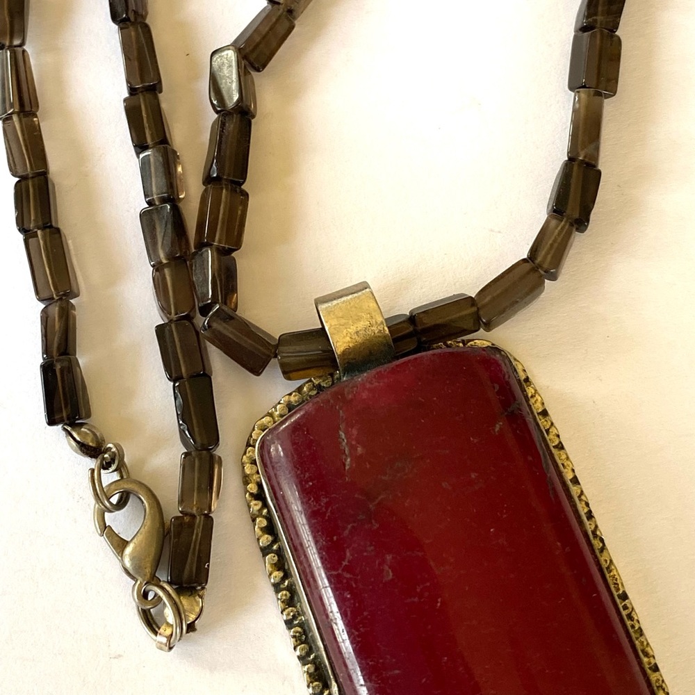 Raspberry Agate Smoky Quartz Necklace - Picture 7 of 16